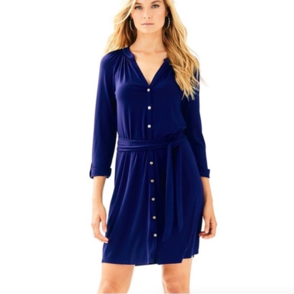 LILLY PULITZER BAILOR DRESS NAVY -  SIZE S